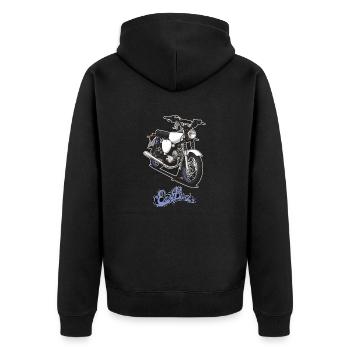 S51 (weiß) // Illustration - Unisex Premium Bio Zip Hoodie - Schwarz - Hinten - Nico (187cm)