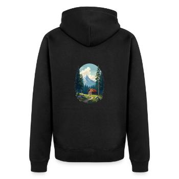 Cabane pixélisée dans les bois - Veste à capuche bio Premium Unisexe - noir - Dos - Nico (187cm)