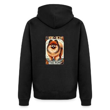 The Pom Pomeranian Dog Tarot Card Art - Unisex Premium Organic Zip Hoodie - black - Back - Nico (187cm)