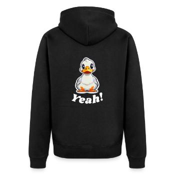 Yeah said by the Duck - Unisex Premium Organic Zip Hoodie - black - Back - Nico (187cm)