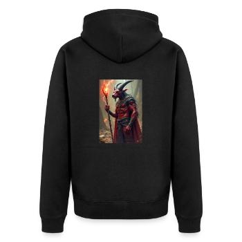 Set, red-skinned god of chaos, standing - Unisex Premium Organic Zip Hoodie - black - Back - Nico (187cm)