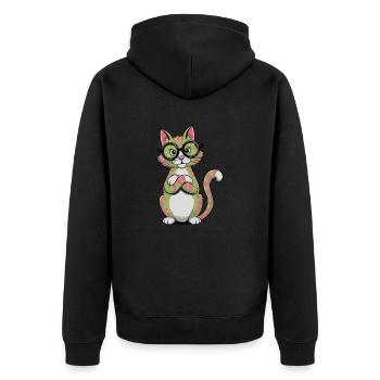 Professor Paws - Unisex Premium Bio Zip Hoodie - Schwarz - Hinten - Nico (187cm)