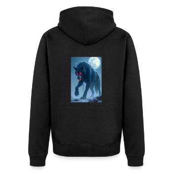 Fenrir Monströser Wolf, der dazu bestimmt ist, Odin zu töten - Unisex Premium Bio Zip Hoodie - Schwarz - Hinten - Nico (187cm)