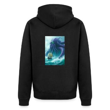 Kraken Giant sea monster from Norse mythology - Unisex Premium Organic Zip Hoodie - black - Back - Nico (187cm)