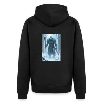 Untote nordische Wesen, die Schätze bewachen, - Unisex Premium Bio Zip Hoodie - Schwarz - Hinten - Nico (187cm)