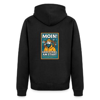 Stabiles Moin! - Unisex Premium Bio Zip Hoodie - Schwarz - Hinten - Nico (187cm)