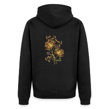 Blumen - Unisex Premium Bio Zip Hoodie - Schwarz - Hinten - Nico (187cm)