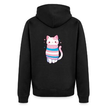 Transgender Katze Trans Kawaii LGBTQ+ Pride - Unisex Premium Bio Zip Hoodie - Schwarz - Hinten - Nico (187cm)