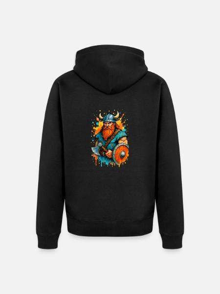 wikinger comic farbklecks - Unisex Premium Bio Zip Hoodie - Schwarz