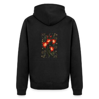 Blumen - Unisex Premium Bio Zip Hoodie - Schwarz - Hinten - Nico (187cm)