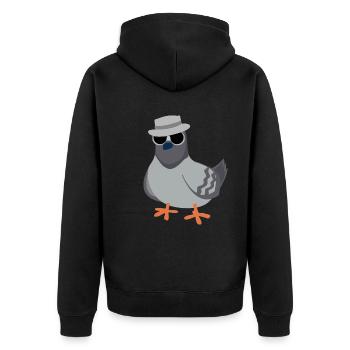 Cooles Taubendesign für Taubenliebhaber - Unisex Premium Bio Zip Hoodie - Schwarz - Hinten - Nico (187cm)