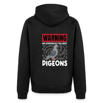 Pigeon Talk Design für Taubenliebhaber - Unisex Premium Bio Zip Hoodie - Schwarz - Hinten - Nico (187cm)