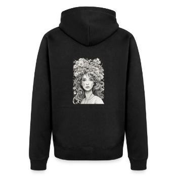 Blumenmädchen - Unisex Premium Bio Zip Hoodie - Schwarz - Hinten - Nico (187cm)