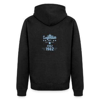 Juli 1982 - 40. Geburtstag Geschenk. Deutsch. - Unisex Premium Bio Zip Hoodie - Schwarz - Hinten - Nico (187cm)