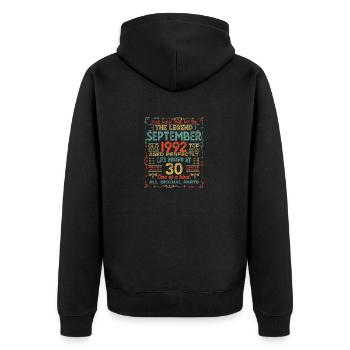 September 1992 - 30. Geburtstag Geschenk. Awesome. - Unisex Premium Bio Zip Hoodie - Schwarz - Hinten - Nico (187cm)