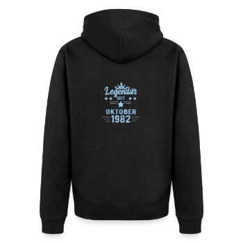 Oktober 1982 - 40. Geburtstag Geschenk. Legende. - Unisex Premium Bio Zip Hoodie - Schwarz - Hinten - Nico (187cm)