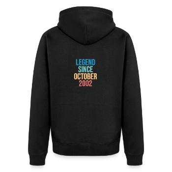 Octobre 2002 - Cadeau de 20e anniversaire. Légende. - Veste à capuche bio Premium Unisexe - noir - Dos - Nico (187cm)