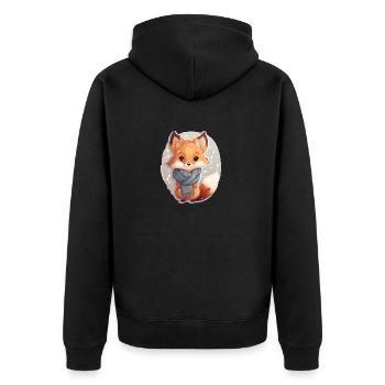 Fuchs im Winter - Unisex Premium Bio Zip Hoodie - Schwarz - Hinten - Nico (187cm)