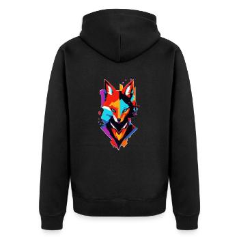 bunter comic Fuchs - Unisex Premium Bio Zip Hoodie - Schwarz - Hinten - Nico (187cm)