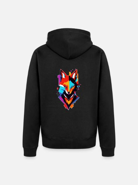 bunter comic Fuchs - Unisex Premium Bio Zip Hoodie - Schwarz