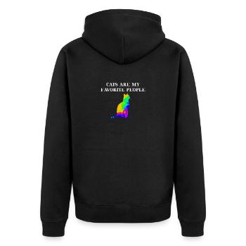 Katze Cats are my favorite people Geschenkidee süß - Unisex Premium Bio Zip Hoodie - Schwarz - Hinten - Nico (187cm)