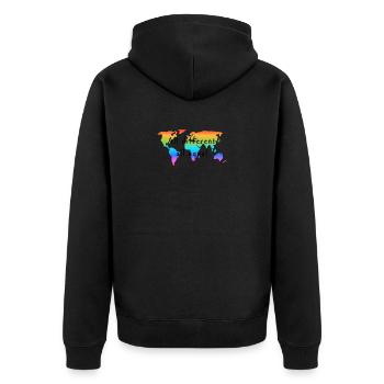 all different all equal. Love is Love. - Unisex Premium Bio Zip Hoodie - Schwarz - Hinten - Nico (187cm)