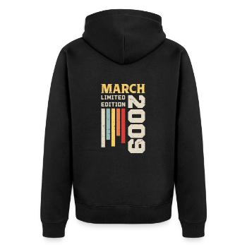 March 2009 - Birthday Gift March 2009 March - Unisex Premium Organic Zip Hoodie - black - Back - Nico (187cm)