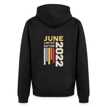 June 2022 - Birthday Gift June 2022 June - Unisex Premium Organic Zip Hoodie - black - Back - Nico (187cm)