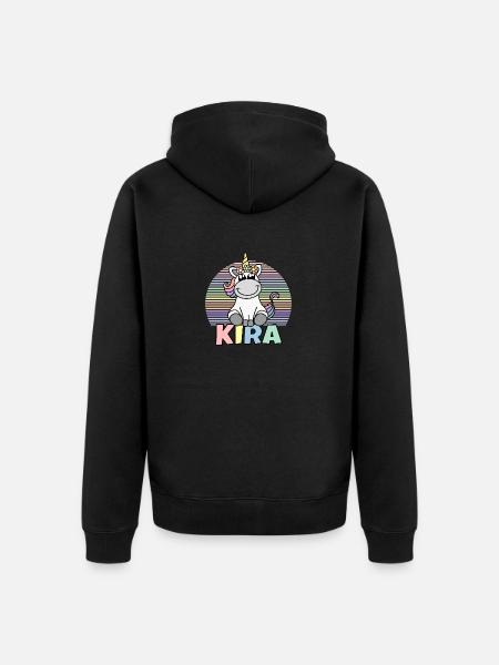 Kira Einhorn Name - Unisex Premium Bio Zip Hoodie - Schwarz