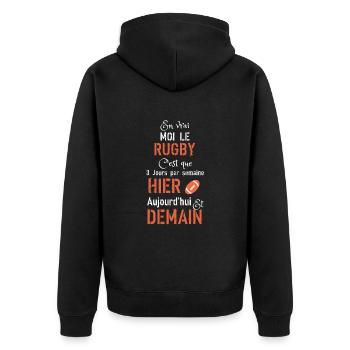 En vrai moi le rugby hier aujourd hui demain - Veste à capuche bio Premium Unisexe - noir - Dos - Nico (187cm)