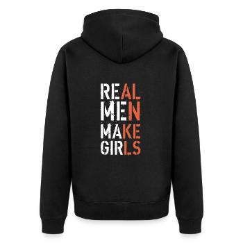 Echte Männer machen Mädchen Vatertagsgeschenk - Unisex Premium Bio Zip Hoodie - Schwarz - Hinten - Nico (187cm)
