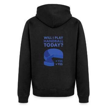 Sport Will I Play Handball - Unisex Premium Bio Zip Hoodie - Schwarz - Hinten - Nico (187cm)