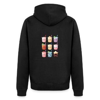 Kawaii Bubble Tea Boba Tea - Unisex Premium Organic Zip Hoodie - black - Back - Nico (187cm)