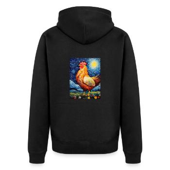 Poulet, Van Gogh, Style Nuit Étoilée - Veste à capuche bio Premium Unisexe - noir - Dos - Nico (187cm)