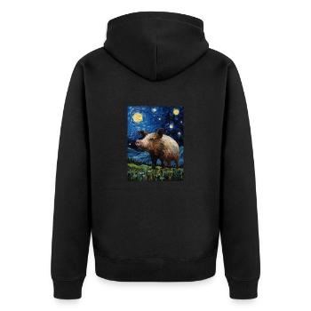 Sanglier, Van Gogh, Style Nuit Étoilée - Veste à capuche bio Premium Unisexe - noir - Dos - Nico (187cm)