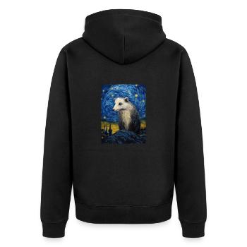 Opossum, Van Gogh, Nuit Étoilée, Animal - Veste à capuche bio Premium Unisexe - noir - Dos - Nico (187cm)