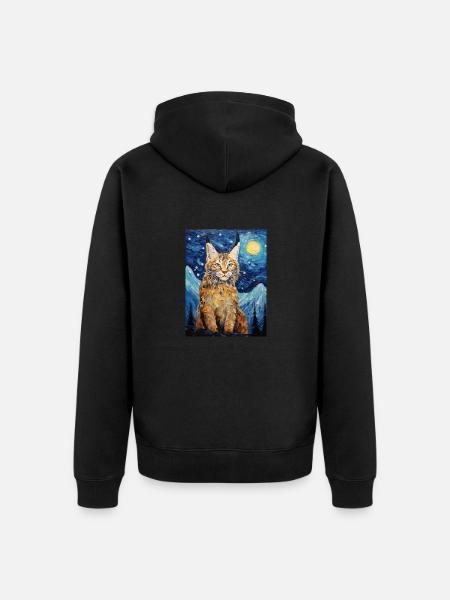 Lodjur, Van Gogh, Stjärnklar Natt, Djur, Stor Katt - Ekologisk premiumluvjack unisex - svart