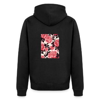 Rose, Muster, blume, pastel, floral - Unisex Premium Bio Zip Hoodie - Schwarz - Hinten - Nico (187cm)