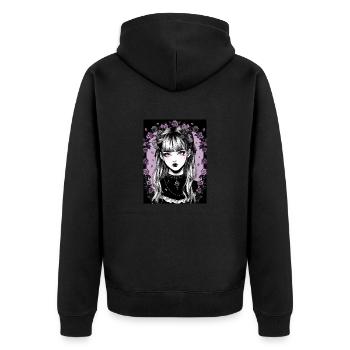 Fille d’anime gothique - Veste à capuche bio Premium Unisexe - noir - Dos - Nico (187cm)