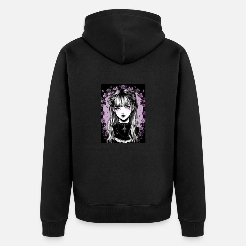 Goth anime mädchen - Unisex Premium Bio Zip Hoodie - Schwarz