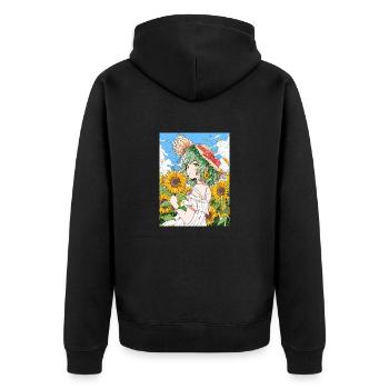 Anime, Fille, Tournesols, Otaku - Veste à capuche bio Premium Unisexe - noir - Dos - Nico (187cm)