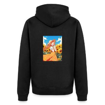 Anime Fille Tournesols - Veste à capuche bio Premium Unisexe - noir - Dos - Nico (187cm)