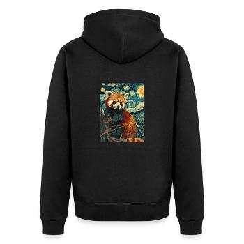 roter panda van gogh style - Unisex Premium Bio Zip Hoodie - Schwarz - Hinten - Nico (187cm)