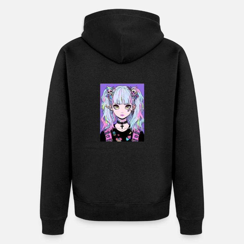 Anime, Fille, Cadeau - Veste à capuche bio Premium Unisexe - noir
