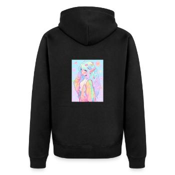 Anime, Anime Girl, Anime Girl, Elf - Unisex Premium Organic Zip Hoodie - black - Back - Nico (187cm)