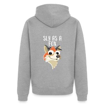 Fox Smart Smart SLY AS A FOX - Unisex Premium Organic Zip Hoodie - heather grey - Back - Nico (187cm)