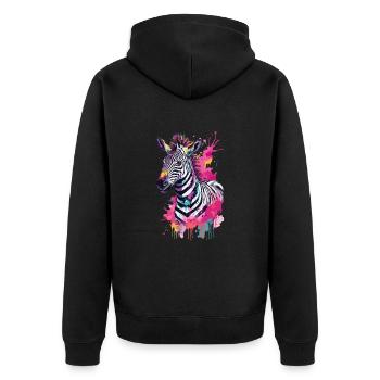 Zebra Cute Colorful in Watercolors - Unisex Premium Organic Zip Hoodie - black - Back - Nico (187cm)