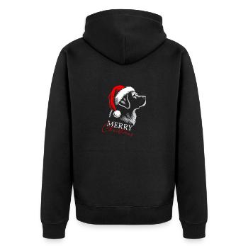 Labrador Retriever Merry Christmas, Dog Head - Unisex Premium Organic Zip Hoodie - black - Back - Nico (187cm)