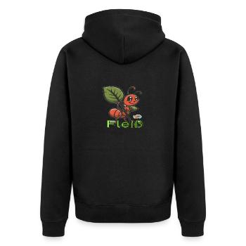 Werte mit Tieren: FLeiß - Unisex Premium Bio Zip Hoodie - Schwarz - Hinten - Nico (187cm)