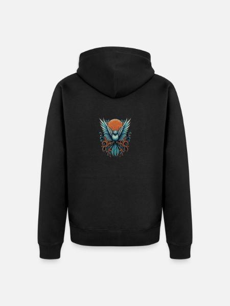 Blauer Vogel - Unisex Premium Bio Zip Hoodie - Schwarz